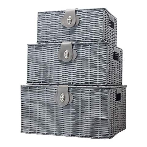 Vencier Set of 3 Grey Storage Baskets Cover