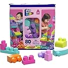 MEGA BLOKS Big Building Bag building set with 80 big and colorful building blocks, and 1 storage bag, toy gift set for ages 1 and up - Pink Bag