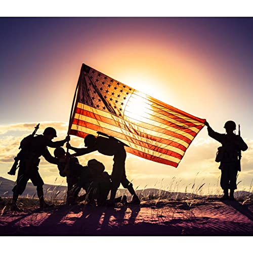 Image of SYII Vintage Tea Stained American Flag 3x5 Feet, Embroidered Stars Double Stitched Stripes and Brass Grommets, Durable Heavy Duty Polyester USA 250th Anniversary Decoration
