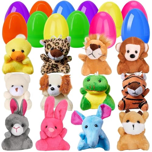 Weldphur Huevos De Pascua Prellenados con Animales De Peluche, Huevos De Pascua sorpresas, Huevo De Pascuas De plásticos Coloridos para Suministros De Caza De Huevo De Pascuas