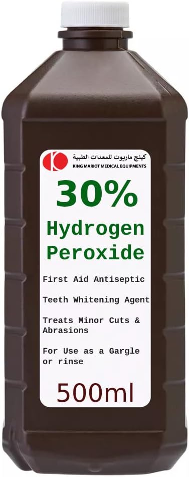 King Mariot Medical Equipments 30% Hydrogen Peroxide Solution 500ml Used as Dental Scaling & Teeth Whitening Treating Acne Scars Mild Disinfectant for Cuts & Skin Ulcers