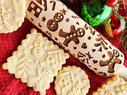 Gingerbread-Embossed-Rolling-Pin Gingerbread Embossed Rolling Pin