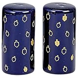Rite Lite Chanukah Salt & Pepper Shakers with Gold Accents - Hanukkah Kitchen Tableware 3.25' h