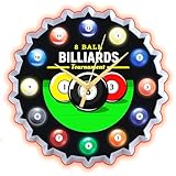 Neoflarea Billiards Ball Wall Clock, 12 Inch Neon Wall Clock, DIY Wall Clocks, Pool Ball Wall Clocks with 3D Printing, Silent Non-Ticking, for Billiards Room, Pool, Game Room, Bar, Living
