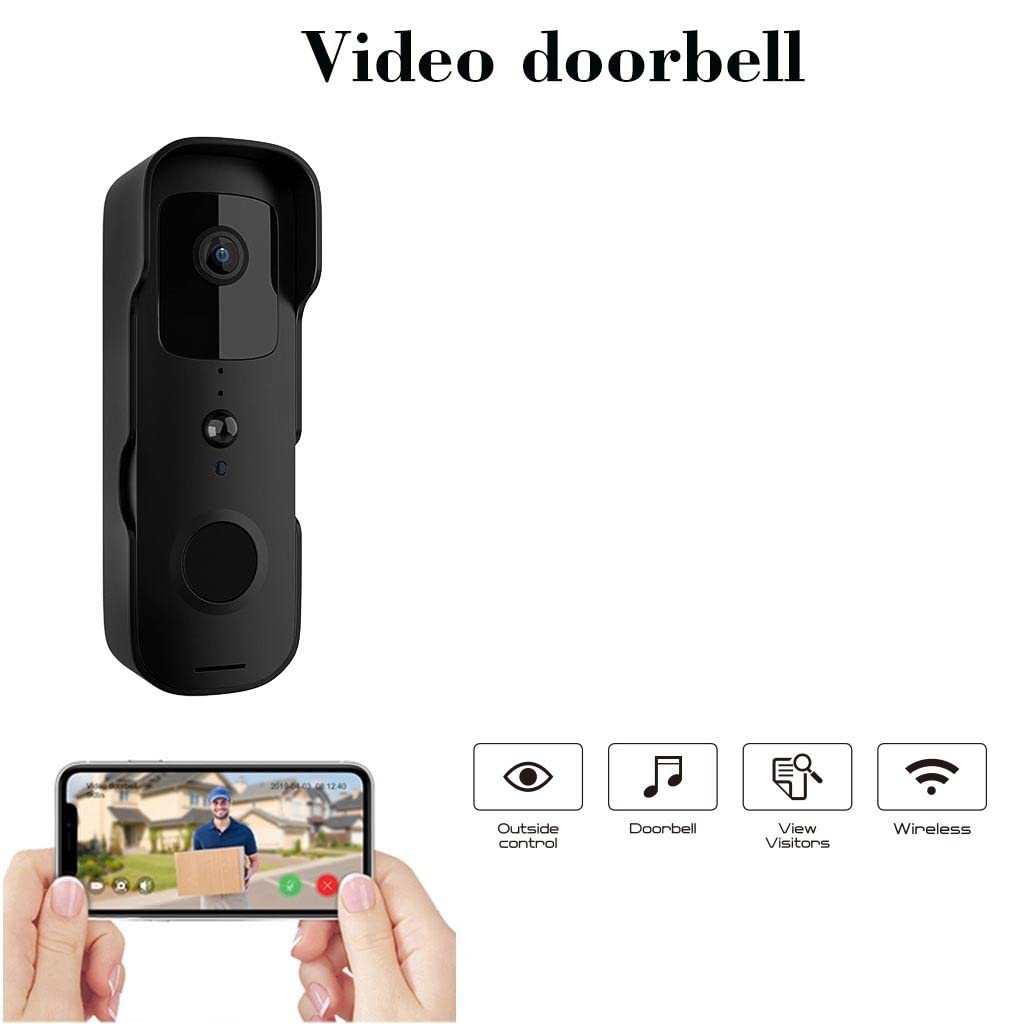 Wideodomofon Tuya Inteligentny Dzwonek Do Drzwi O Niskim Poborze Mocy Humanoidalny Filtr Alarm PIR HD 1080p Zdalne Budzenie(Nero)