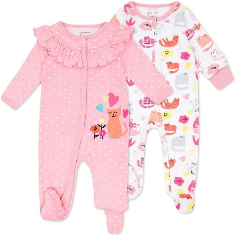 Mac & Moon Sleep and Play Footies Organic Cotton, Set of Two, Sleepers