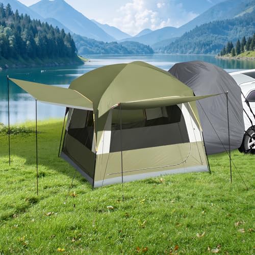 SUV Tent for Camping with 2 Awnings, 4-6 Person Waterproof Car Truck Camping Tent with Thickened...