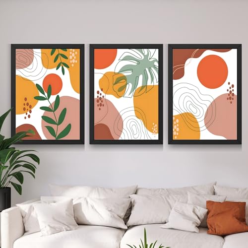 Image of CRAFT QUEST Wall Art Decor Paintings | Set of 3 BOHO Wall Art Frames for Home Decoration | Ideal for Living Room, Bedroom & Office (Black, 10 X 13 Inch, Each Frame)