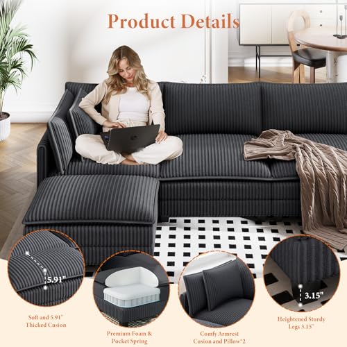 U-Shaped Cloud Sectional Sofa for Ultimate Comfort - Image 4