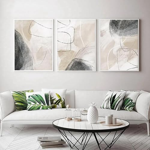 Tableau abstrait géométrique beige pour décoration murale salon et bureau chic