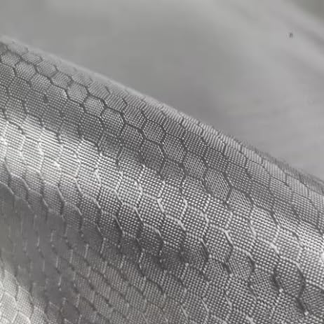 240gsm 2x2 Football Honeycomb Pattern Fabric Glass Carbon Blend Plating Silver Fabric， 40" inch / 100cm Width Lengh. (White, 1m x 4m)