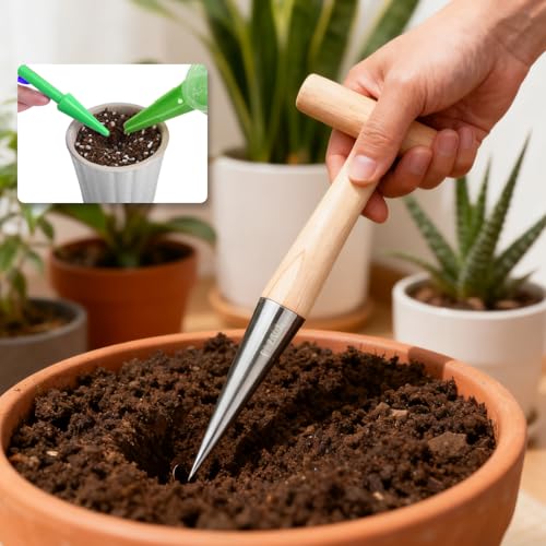 Stainless Steel Dibber for Planting Bulbs, Garden Dibber Tool with Wooden Handle, Bulb Planter Tool for Seedlings, Flowers & Vegetable Beds - Image 6