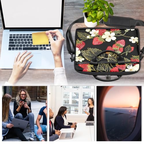 Bolsa para laptop con diseño de flor y fresa 15 pulgadas miniatura 6