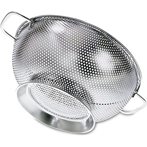 PriorityChef Colander, Stainless Steel Kitchen Strainer For Washing Rice, Pasta And Small Grains, 3 Quart