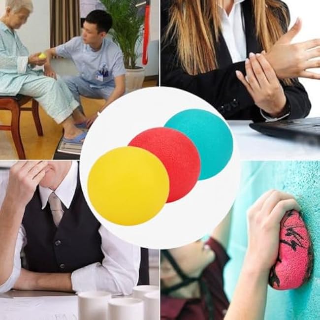 3 Resistance Stress Relief Balls for Adults, Physical Therapy Hand Exercise Balls Kits, Squeeze Balls Sets for Hand Finger Wrist Muscles Arthritis Training, Hand Grip Strengthening Train Ball