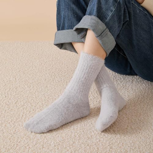 Image of SISOSOCK 5 Pairs Fuzzy Soft Cozy Comfy Socks Warm Birthday Gifts for Women