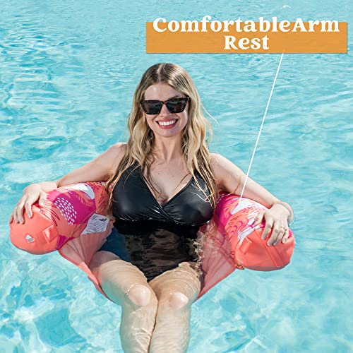 Sloosh 3 Packs Inflatable Pool Float Noodle Chair, Floral Design Pool Noodle Sling Floatie, Swimming Pool Party Floating Chair Pool Floats For Adult（Orange/Yellow/Green） #TOP3