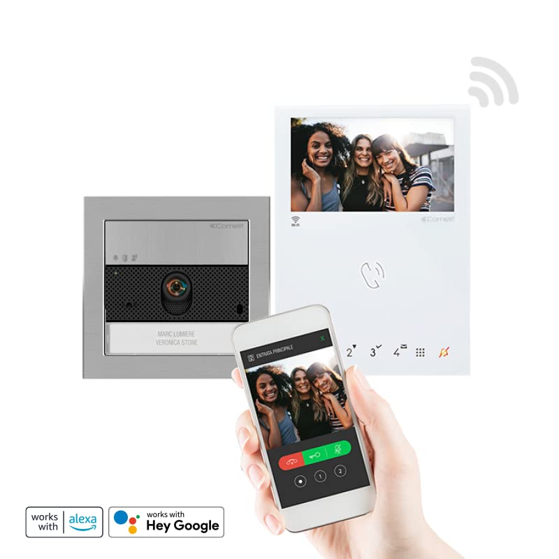Comelit Kit Interphone Ultra und Mini Mains libres WiFi Simplebus 2 - KVU8190W - Smartes Video-Türsprechsystem mit WiFi und Kompatibilität zu Alexa