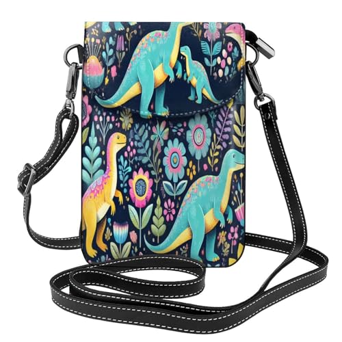 Cell Phone Crossbody Purse Dinosaur Colorful Animal Pattern Womens Shoulder Wallet With Phone Pocket