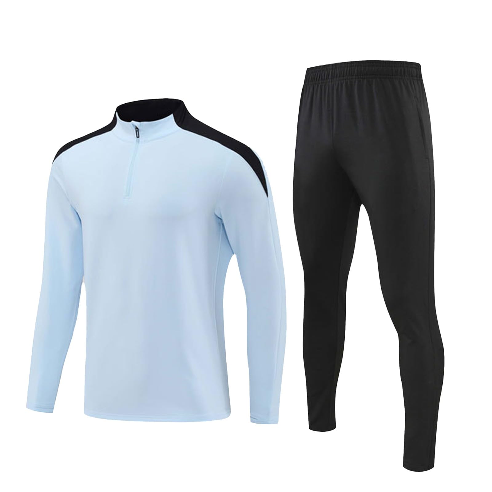 Tute da calcio da uomo, tuta da corsa da uomo con mezza zip, set da 2 pezzi