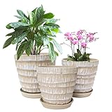 Plant Pots Indoor 7.5/6.5/5.5 Inch Set of 3 Plastic Planters for Indoor Plants...