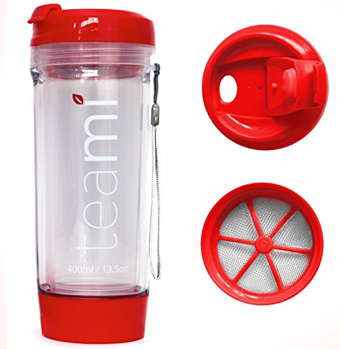 Teami Tea Tumbler Infuser Bottle - Red, 20 Ounce - BPA FREE - Double Walled Mug, Hot or Cold - Our Best Infusion Bottles for Infused Fruit, Smoothies, Tea, even Coffee