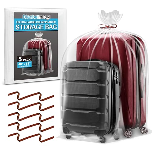 5 Pack 40 x 58 Extra Large Clear Plastic Storage Bags