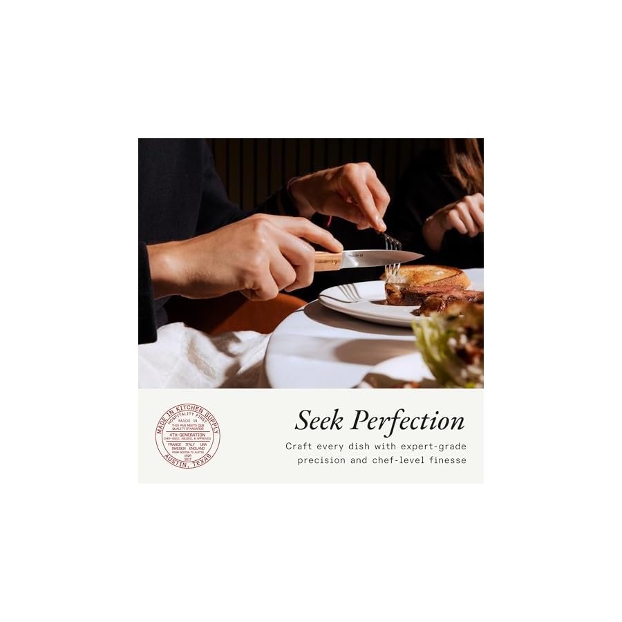 Made-In-Cookware-Steak-Knives-Set-of-8-Crafted-in-France-Full-Tang-with-Olive-Wood-Handle-Wooden-Storage-Box Made In Cookware - Steak Knives - Set of 8 - Crafted in France - Full Tang with Olive Wood Handle - Wooden Storage Box