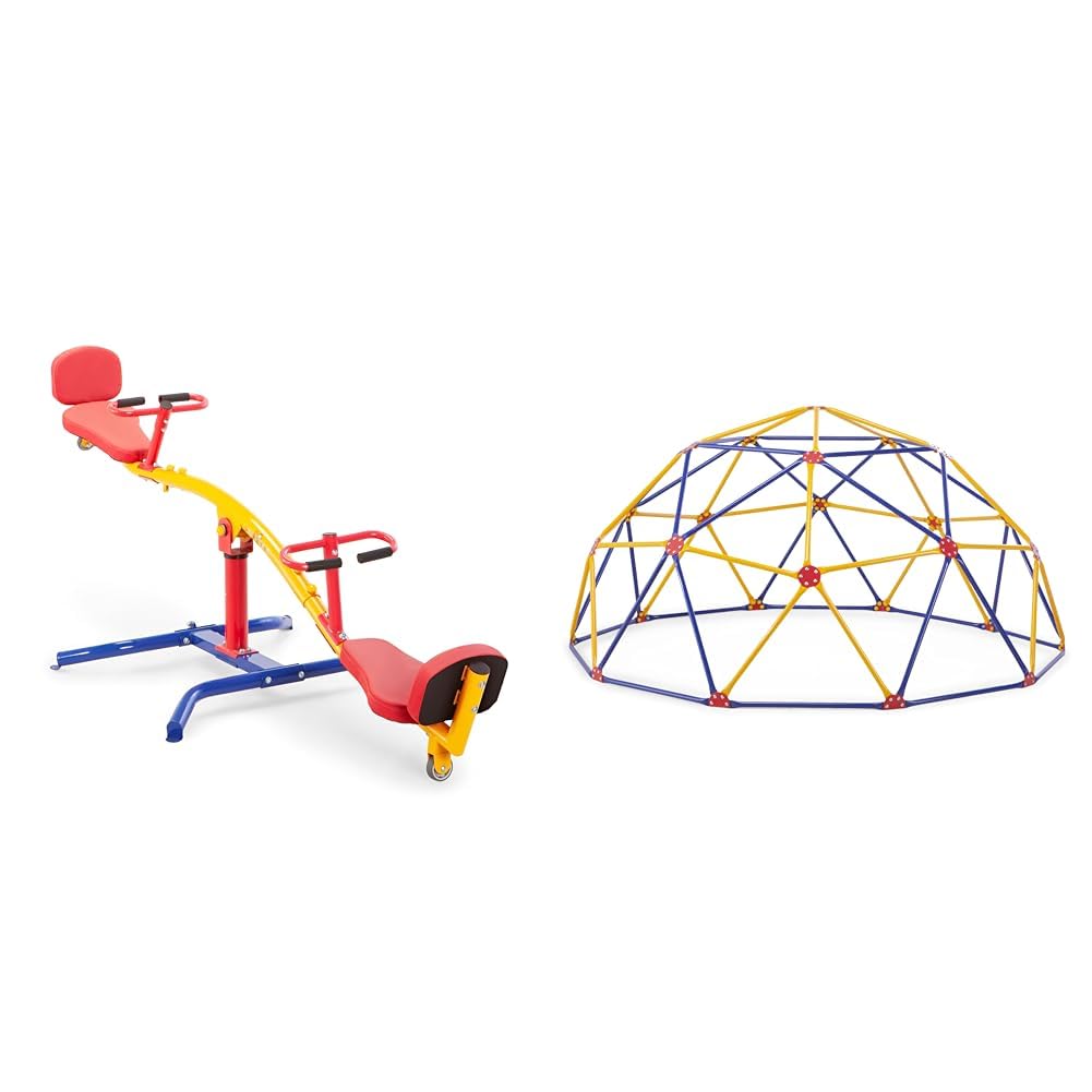 Indoor & Outdoor Playground Equipment Teeter Totters, 360 Spinning Seesaw, Swing Set for Children Exercises Age 3-12