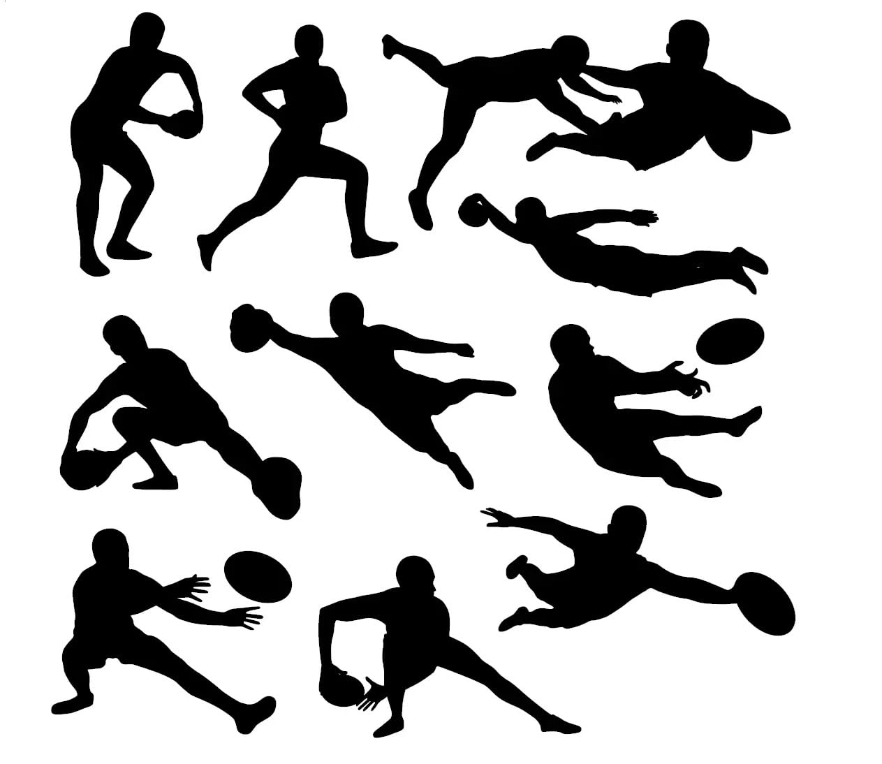 12 Rugby Player Stickers - Waterproof Decals - Individually Cut - Laptop, Scrapbooking, Cars, Water Bottles, Party Bags - Fun Gifts (Small Pack)