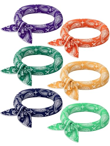 Coume 6 Pack Cooling Neck Wraps Cooler Ice Wrap Scarf Bandanas for Hot Weather Summer Women Men Walking Riding Outdoor (Vibrant Color)
