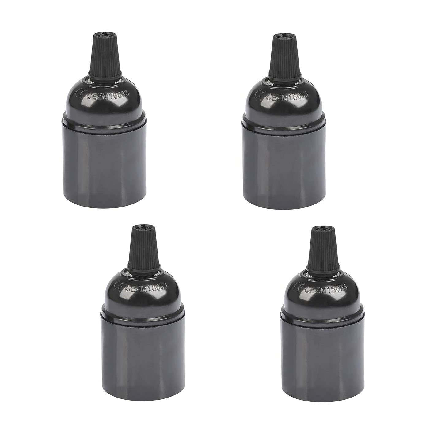 Lot De 4 Douilles E27 Vintage Noires - Style Rétro, Filetage Extérieur, Pour Ampoules Edison - 10