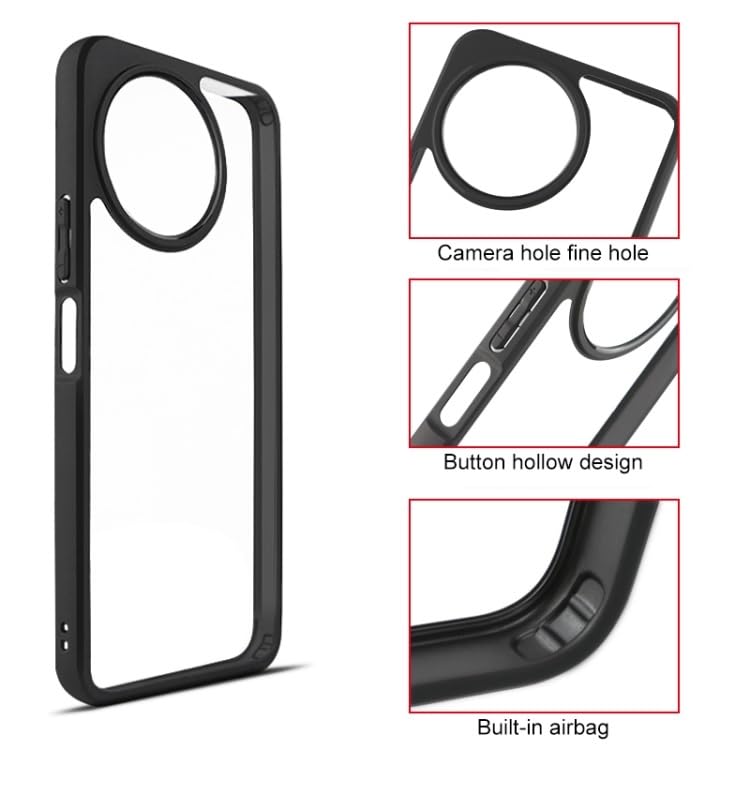 Image of REALCASE Back Cover Case for VIvo T3x 5G / Vivo Y58 5G | Slim Fit Hard PC Back & Soft TPU Bumper | Protective Shockproof Scratch Resistant Case for VIvo T3x 5G / Vivo Y58 5G (Black+Clear)