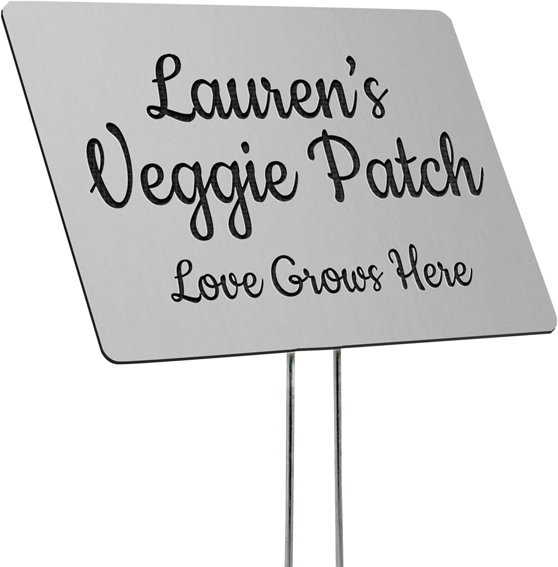 Plastic Garden Sign- Include Your Custom Text for A Garden Dedication or Memorial, or Label Your Plants and Flowers (White with Black, 6 x 4)