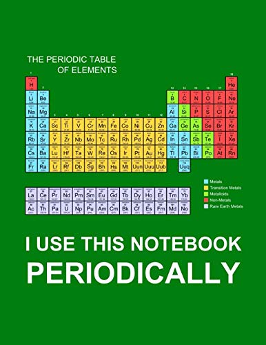 I Use this Notebook Periodically: Green Funny Science Notebook, Size: A4, 8.5x11 inch