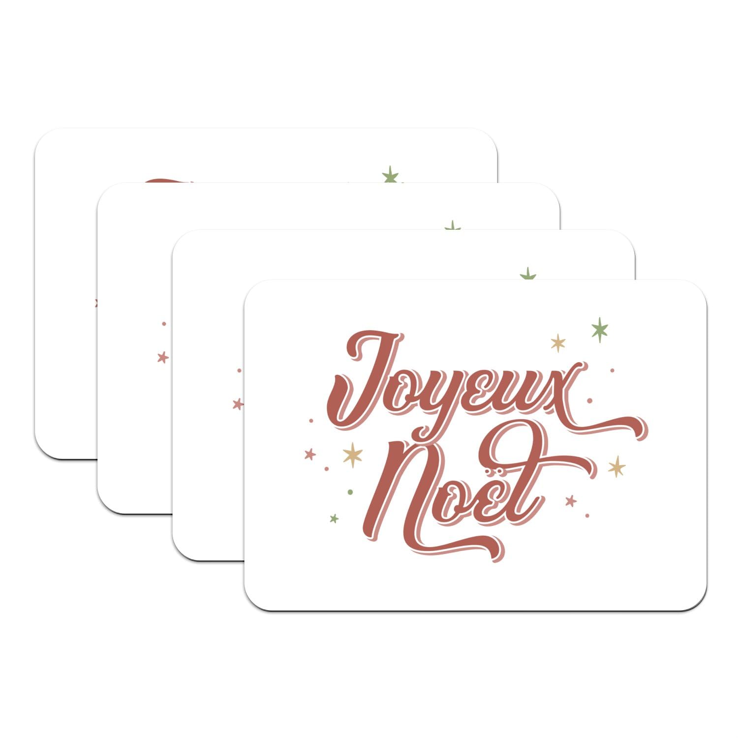 Set de table caoutchouc blanc Joyeux Noël 4 pièces grand format 39.5x28.5cm Père Noël