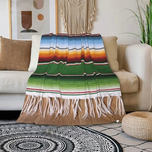 HGOD DESIGNS Mexican Style Throw Blanket Mexican Traditional National Blanket Super Soft Flannel Throw Blanket Lightweight Plush Fuzzy Bed Blanket for Bedding Sofa and Travel 130x150cm - Image 3