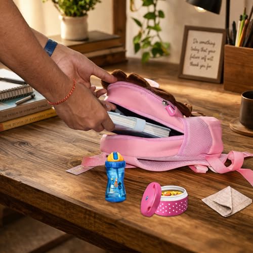 Image of WISHKEY Kids Bag for Boys & Girls (2-5 Years) Picnic Bags for Girls Water Resistant Lightweight Small Size with Safety Leash, Chest Buckle & Adjustable Straps Pink
