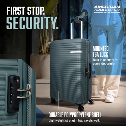 Image of American Tourister Liftoff+|Medium Size Check-in Spinner Trolley Bag (67 cm) for Travel|360 8 Wheel Travel Luggage|Hard Case Polypropylene (PP) Suitcase|Mounted TSA Lock|Dark Olive