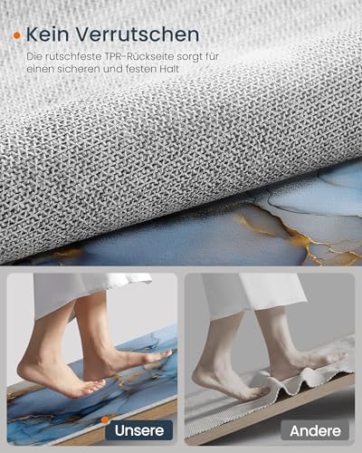 Tapis de chambre bleu or effet marbre antidérapant et doux - 5