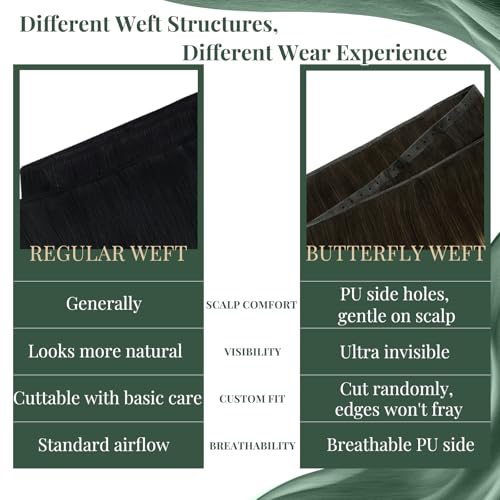 Image of Ugeat 100G Butterfly Wefts Human Hair Extensions Dark Brown Balayage 20inch