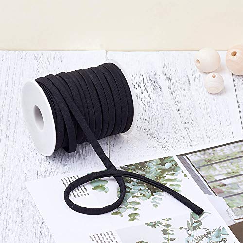 Cheriswelry 21.87 Yards 5Mm Black Flat Nylon Cord Soft Stretch Beading Strings Elastic Band Rope Chinese Knotting Cord Braided Fabric Threads For Diy Crafting Sewing Macrame Jewelry Making #TOP4
