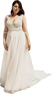 Plus Size Wedding Dresses with Applique V Neck Bridal Gowns for Women Backless Wedding Guest Dresses SA-S01