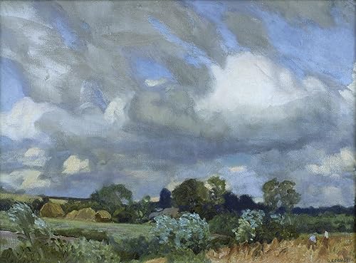 Tableau George Clausen La fenaison pour Salon Chaleureux et Cuisine Lumineuse