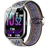 [Lamshaw] for Aiaema スマートウォッチ 交換バンド, ナイロン製弾性バンド スポーツバンド 交換ベルト 柔らかく快適で通気性 長さ調節ナイロンループ換えバンド 対応 Aiaema R8 スマートウォッチ用 (パープル・ブルー)