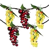 5-Count Red and Green Grape Cluster String Light Set, 8ft Brown Wire
