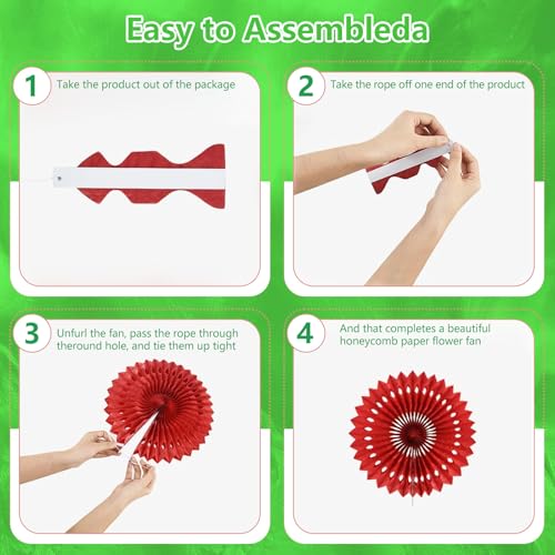 Image of 20 Pcs Grass Green Hanging Paper Fan, Hanging Honeycomb Round Paper Fans for Weddings, Birthdays, St. Patrick's Day, Baby Showers, Classroom, Events Ceiling Party Supplies Decorations