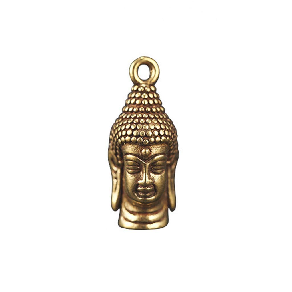 SnamicE Sculpture Decor Brass Retro Buddha Sakyamuni Head Statue Craft Ornament Miniature Fitting Keychain Pendant Accessories Statue Decoration,