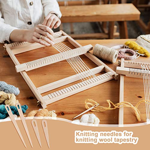 image for Olgaa 10 Pieces Wood Hand Loom Stick Set, Include 7 Pcs Wood Weaving C