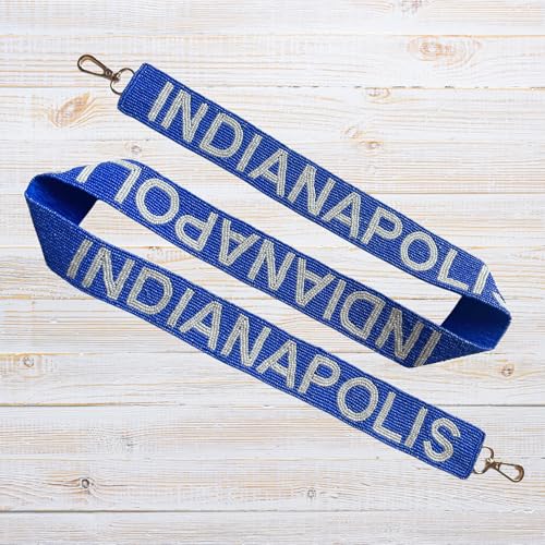 Lashicorn Indianapolis Blue Beaded Purse Strap White Letters 49” Pro Football Stadium Approved Clear Bag Colt Gold Hardware Sports College Indiana Gifts Fans Game3